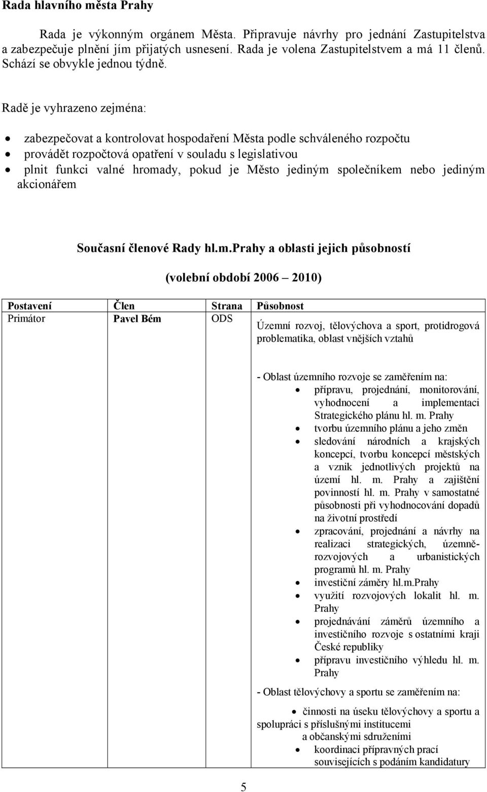 Radě je vyhrazeno zejména: zabezpečovat a kontrolovat hospodaření Města podle schváleného rozpočtu provádět rozpočtová opatření v souladu s legislativou plnit funkci valné hromady, pokud je Město