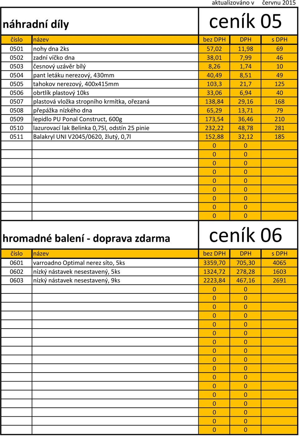 13,71 79 0509 lepidlo PU Ponal Construct, 600g 173,54 36,46 210 0510 lazurovací lak Belinka 0,75l, odstín 25 pinie 232,22 48,78 281 0511 Balakryl UNI V2045/0620, žlutý, 0,7l 152,88 32,12 185