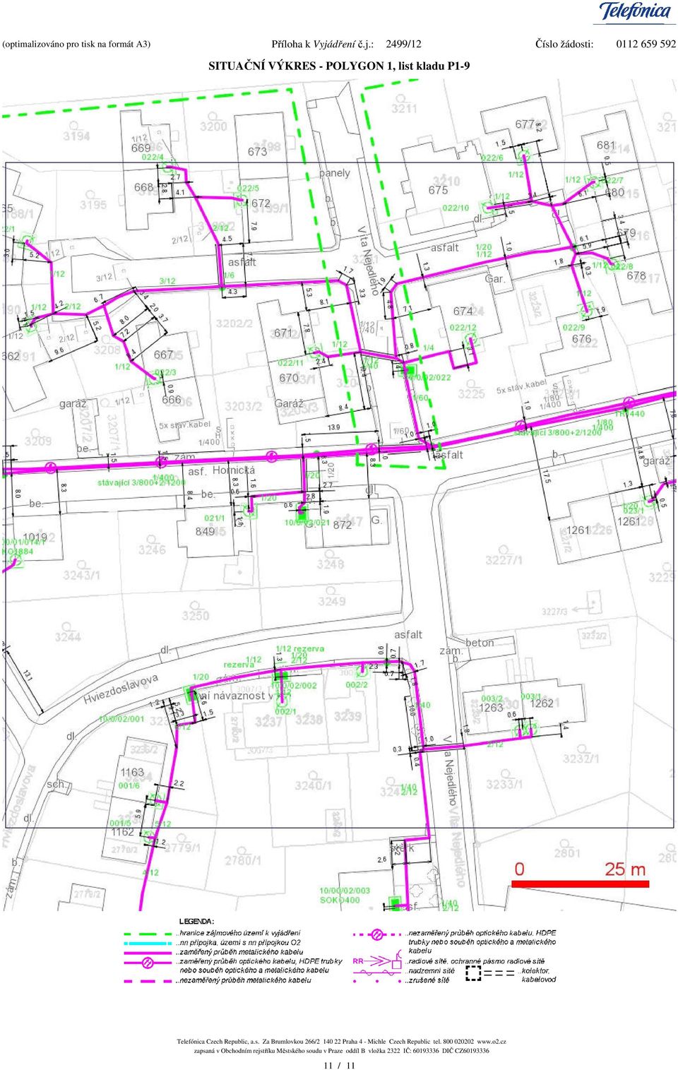 : 2499/12 íslo žádosti: 0112 659 592 SITUANÍ VÝKRES - POLYGON 1, list kladu P1-9