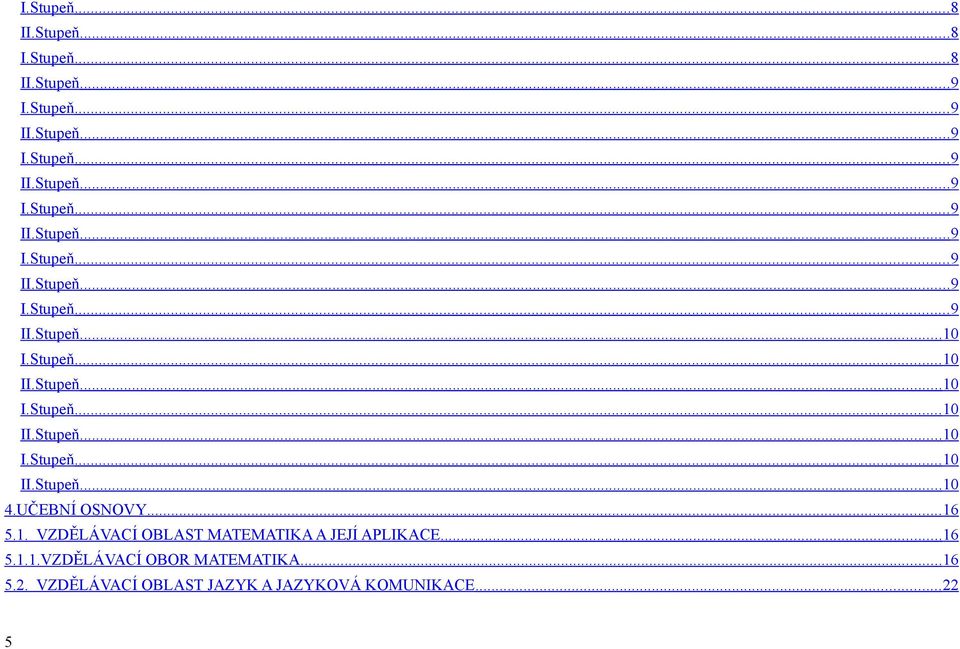 .. 16 5.1.1.VZDĚLÁVACÍ OBOR MATEMATIKA... 16 5.2. VZDĚLÁVACÍ OBLAST JAZYK A JAZYKOVÁ KOMUNIKACE... 22 5