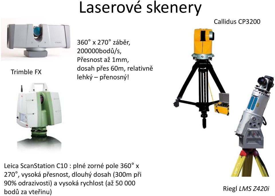 Leica ScanStation C10 : plné zorné pole 360 x 270, vysoká přesnost, dlouhý