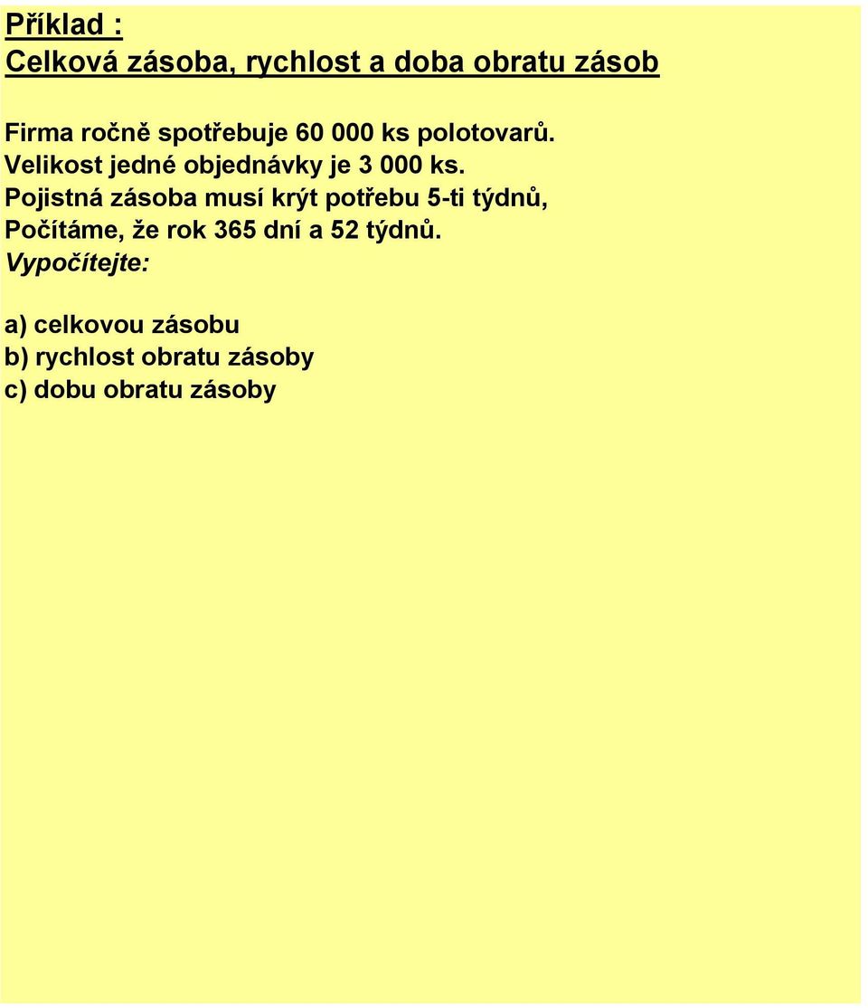 Pojistná zásoba musí krýt potřebu 5-ti týdnů, Počítáme, že rok 365 dní