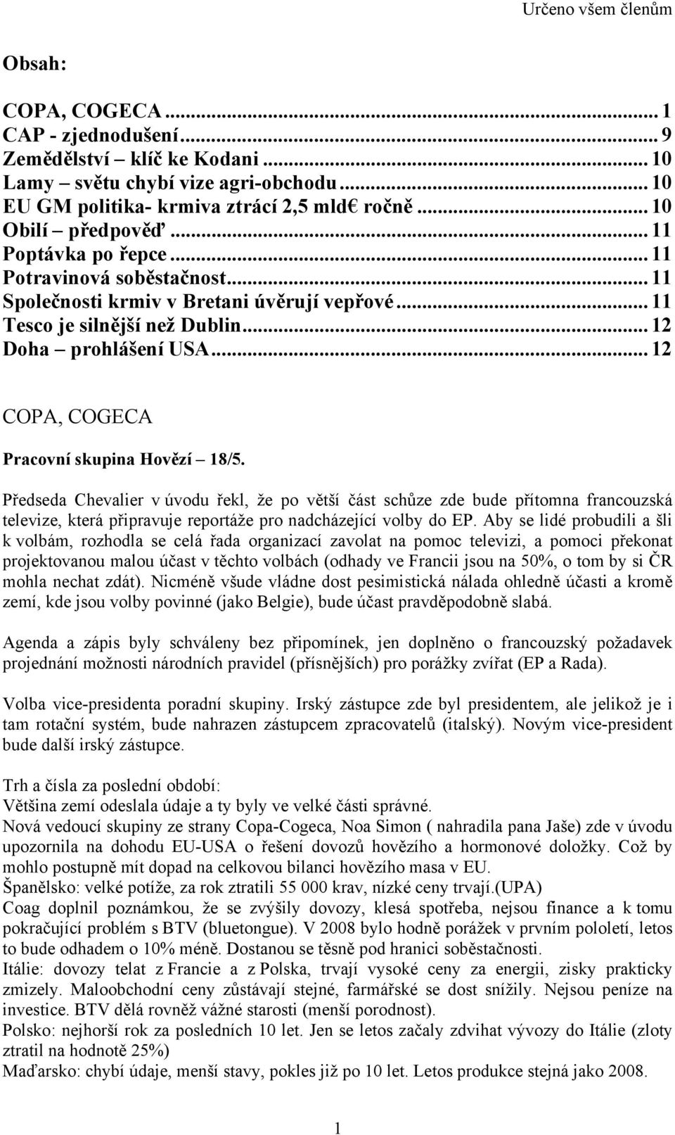 .. 12 COPA, COGECA Pracovní skupina Hovězí 18/5.