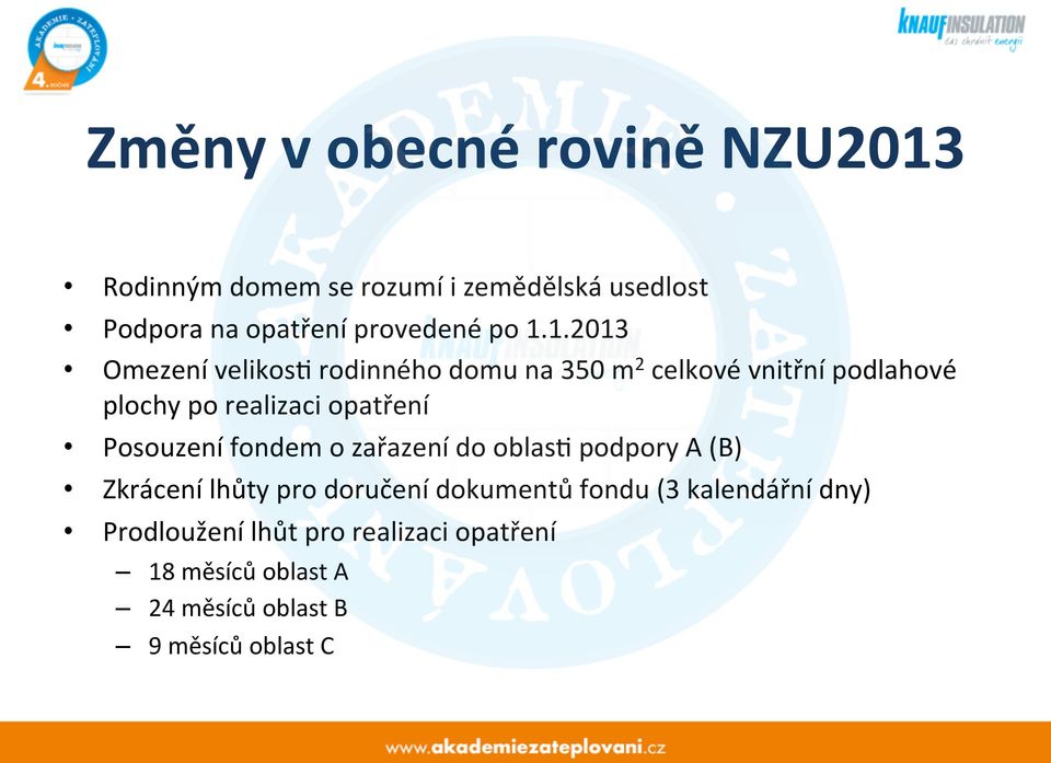 opatření Posouzení fondem o zařazení do oblas/ podpory A (B) Zkrácení lhůty pro doručení dokumentů fondu