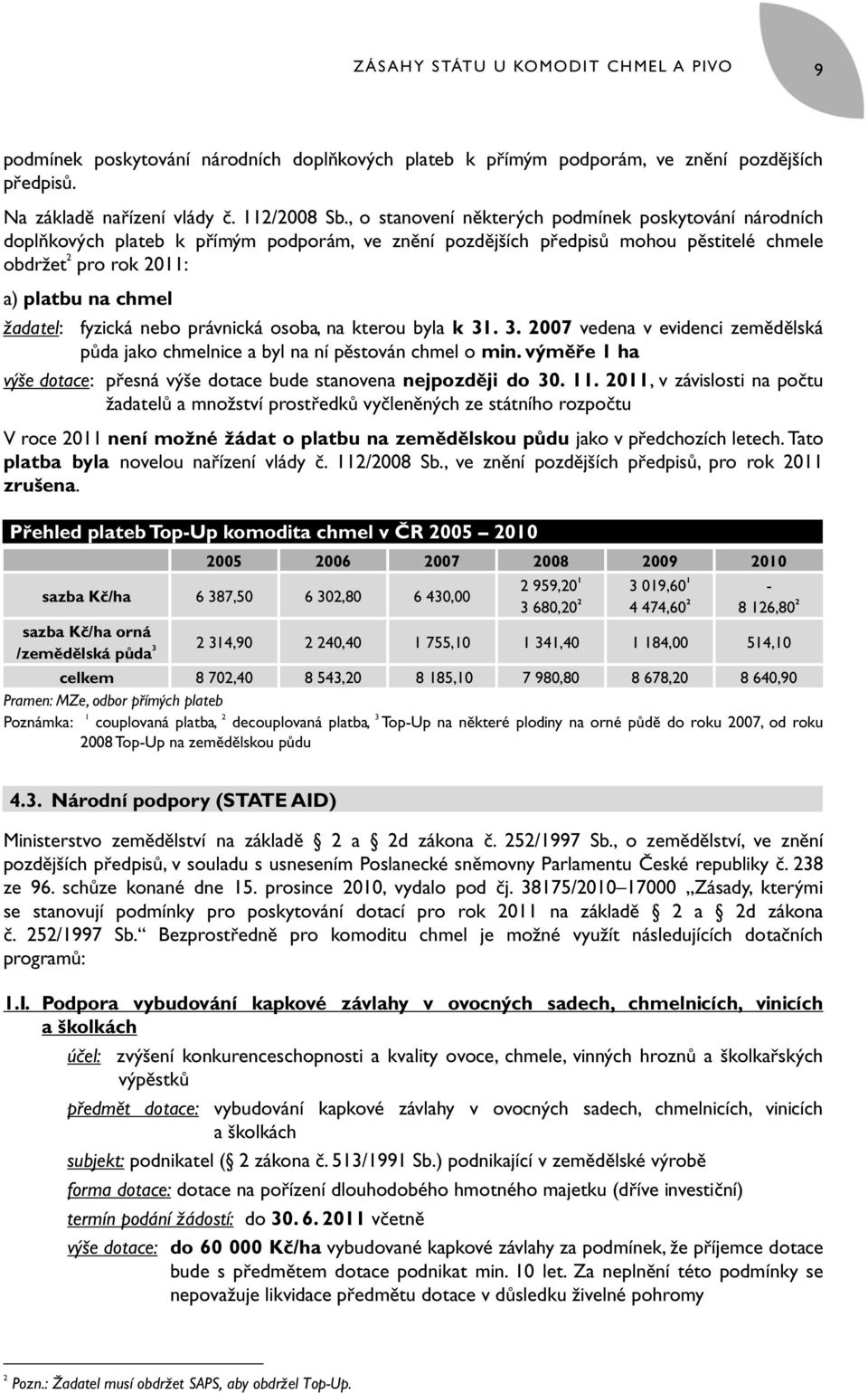 fyzická nebo právnická osoba, na kterou byla k 31. 3. 2007 vedena v evidenci zemědělská půda jako chmelnice a byl na ní pěstován chmel o min.