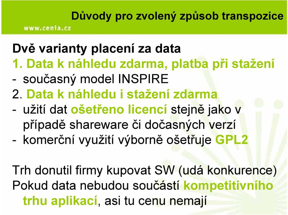 Data k náhledu i stažení zdarma - užití dat ošetřeno licencí stejně jako v případě shareware či