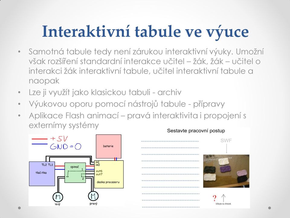 tabule, učitel interaktivní tabule a naopak Lze ji využít jako klasickou tabuli - archiv Výukovou