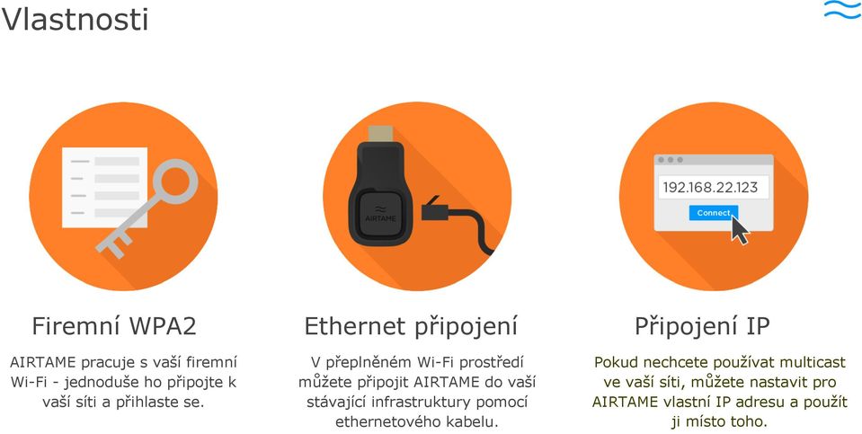 Ethernet připojení V přeplněném Wi-Fi prostředí můžete připojit AIRTAME do vaší stávající