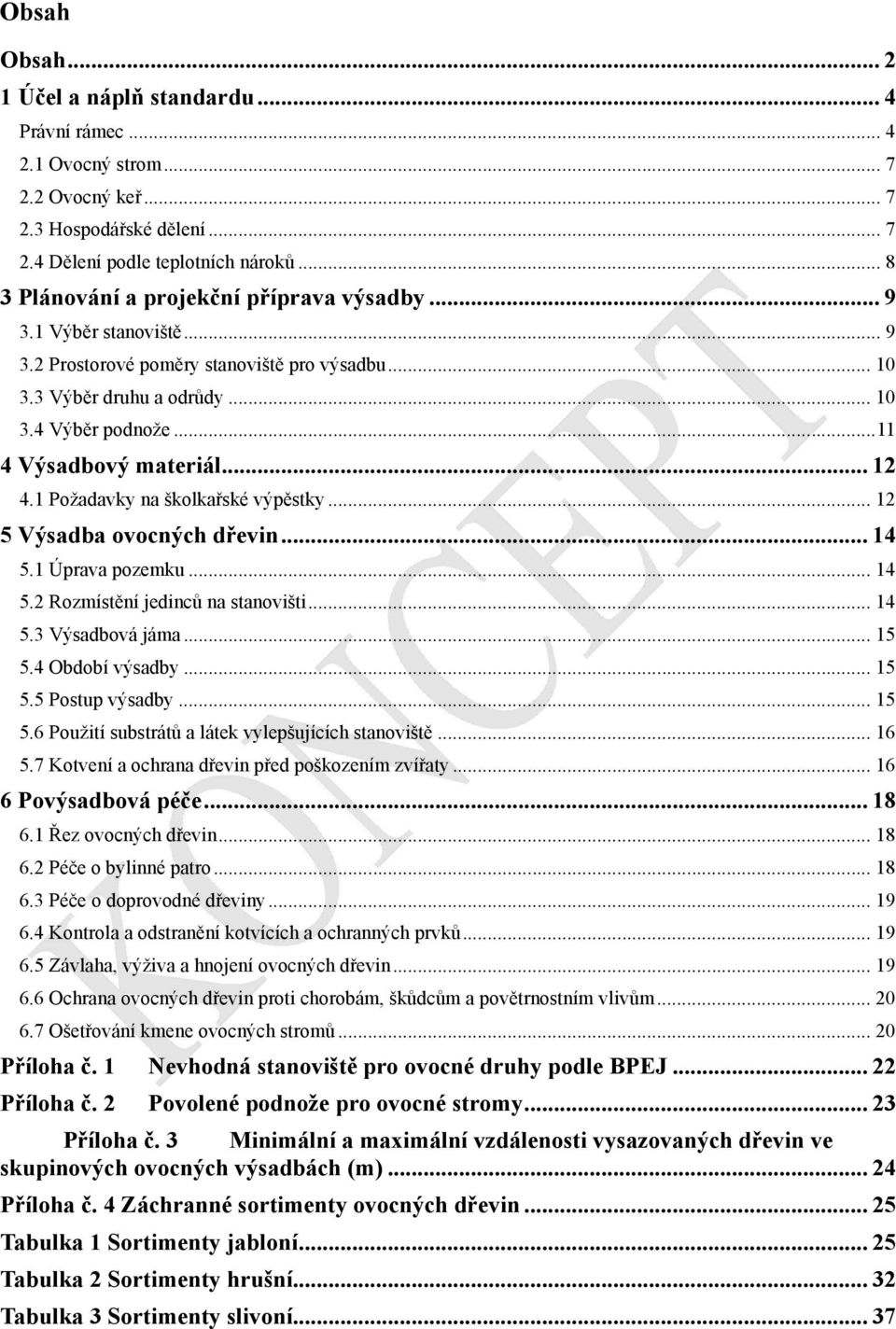 ..11 4 Výsadbový materiál... 12 4.1 Požadavky na školkařské výpěstky... 12 5 Výsadba ovocných dřevin... 14 5.1 Úprava pozemku... 14 5.2 Rozmístění jedinců na stanovišti... 14 5.3 Výsadbová jáma... 15 5.