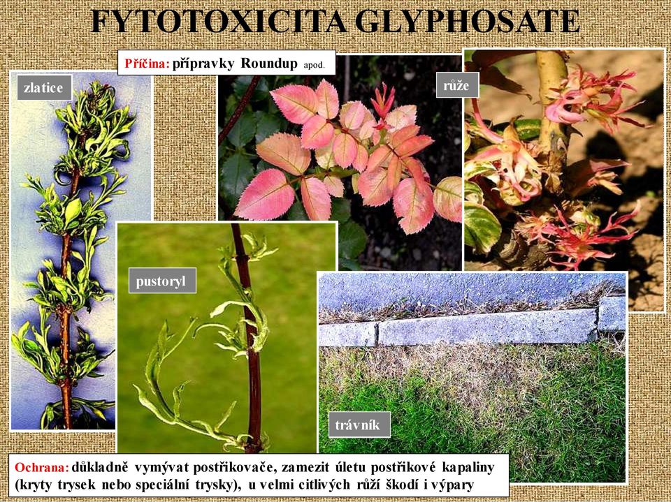 postřikovače, zamezit úletu postřikové kapaliny (kryty