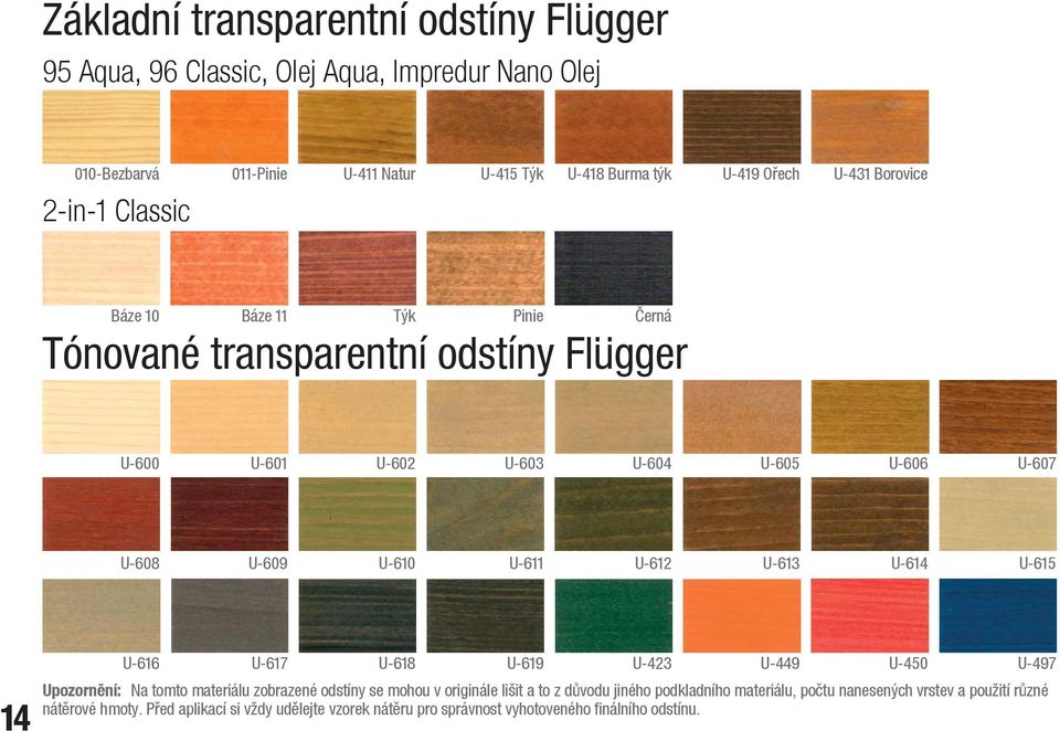 U-612 U-613 U-614 U-615 U-616 U-617 U-618 U-619 U-423 U-449 U-450 U-497 14 Upozornění: Na tomto materiálu zobrazené odstíny se mohou v originále lišit a to z důvodu