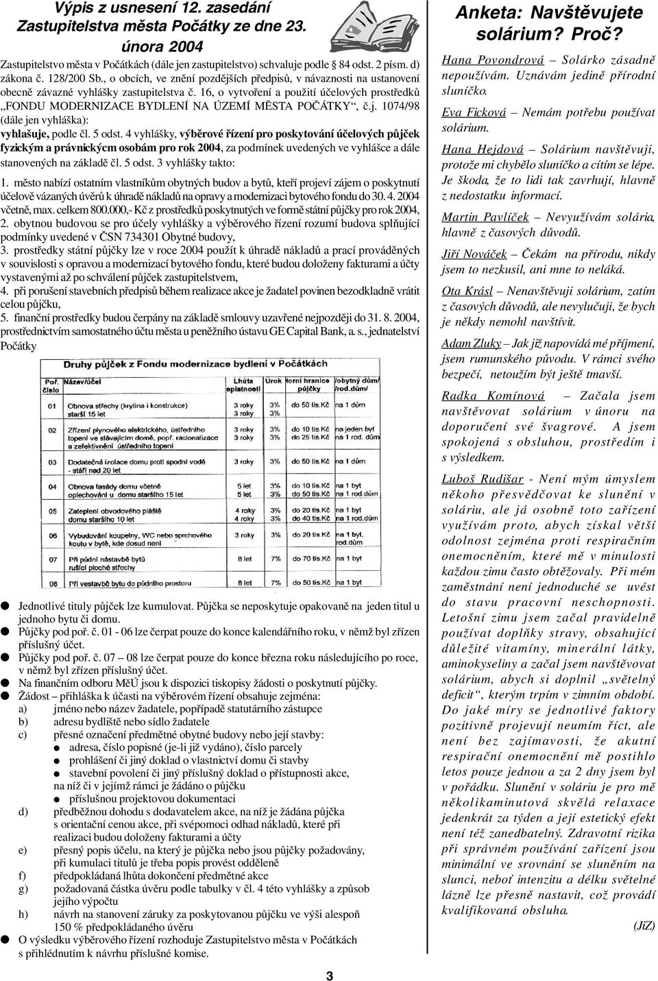 16, o vytvoření a použití účelových prostředků FONDU MODERNIZACE BYDLENÍ NA ÚZEMÍ MĚSTA POČÁTKY, č.j. 1074/98 (dále jen vyhláška): vyhlašuje, podle čl. 5 odst.