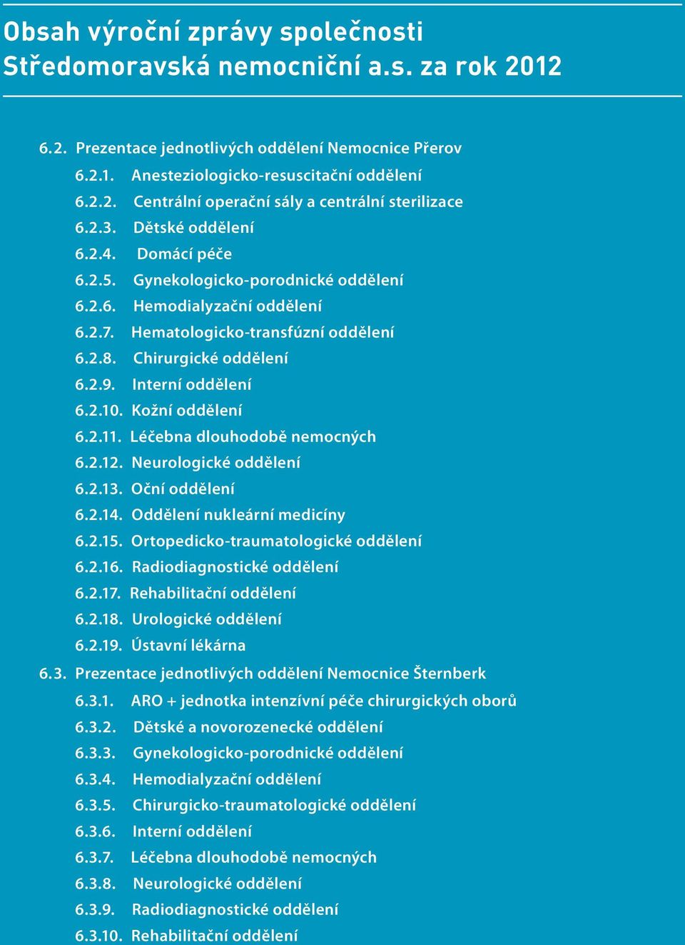 Interní oddělení 6.2.10. Kožní oddělení 6.2.11. Léčebna dlouhodobě nemocných 6.2.12. Neurologické oddělení 6.2.13. Oční oddělení 6.2.14. Oddělení nukleární medicíny 6.2.15.