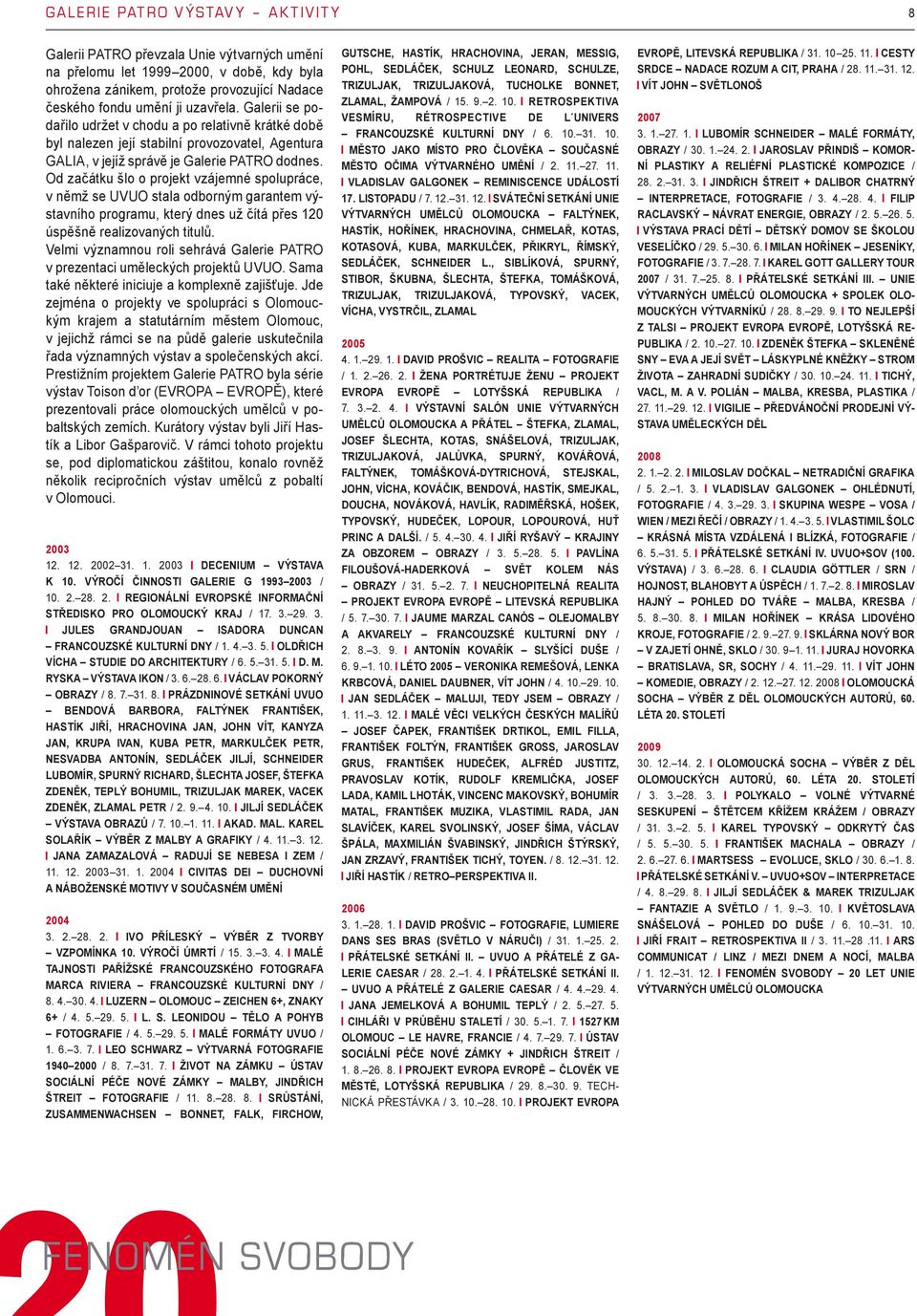 Od začátku šlo o projekt vzájemné spolupráce, v němž se UVUO stala odborným garantem výstavního programu, který dnes už čítá přes 120 úspěšně realizovaných titulů.