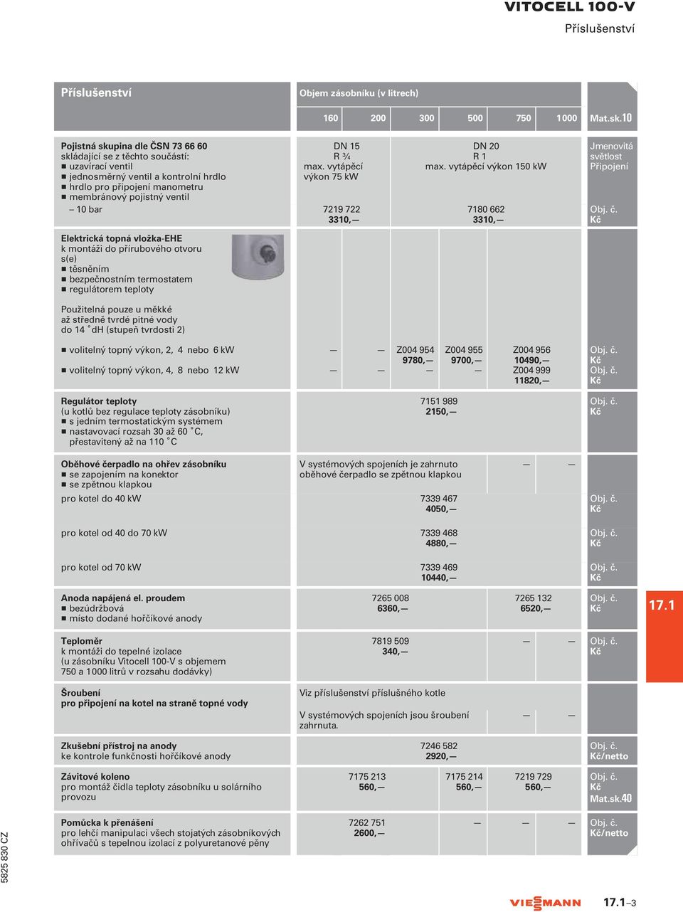 max. vytápěcí výkon 75 kw 10 bar 7219 722 3310, Elektrická topná vložka-ehe k montáži do přírubového otvoru s(e) H těsněním H bezpečnostním termostatem H regulátorem teploty Použitelná pouze u měkké