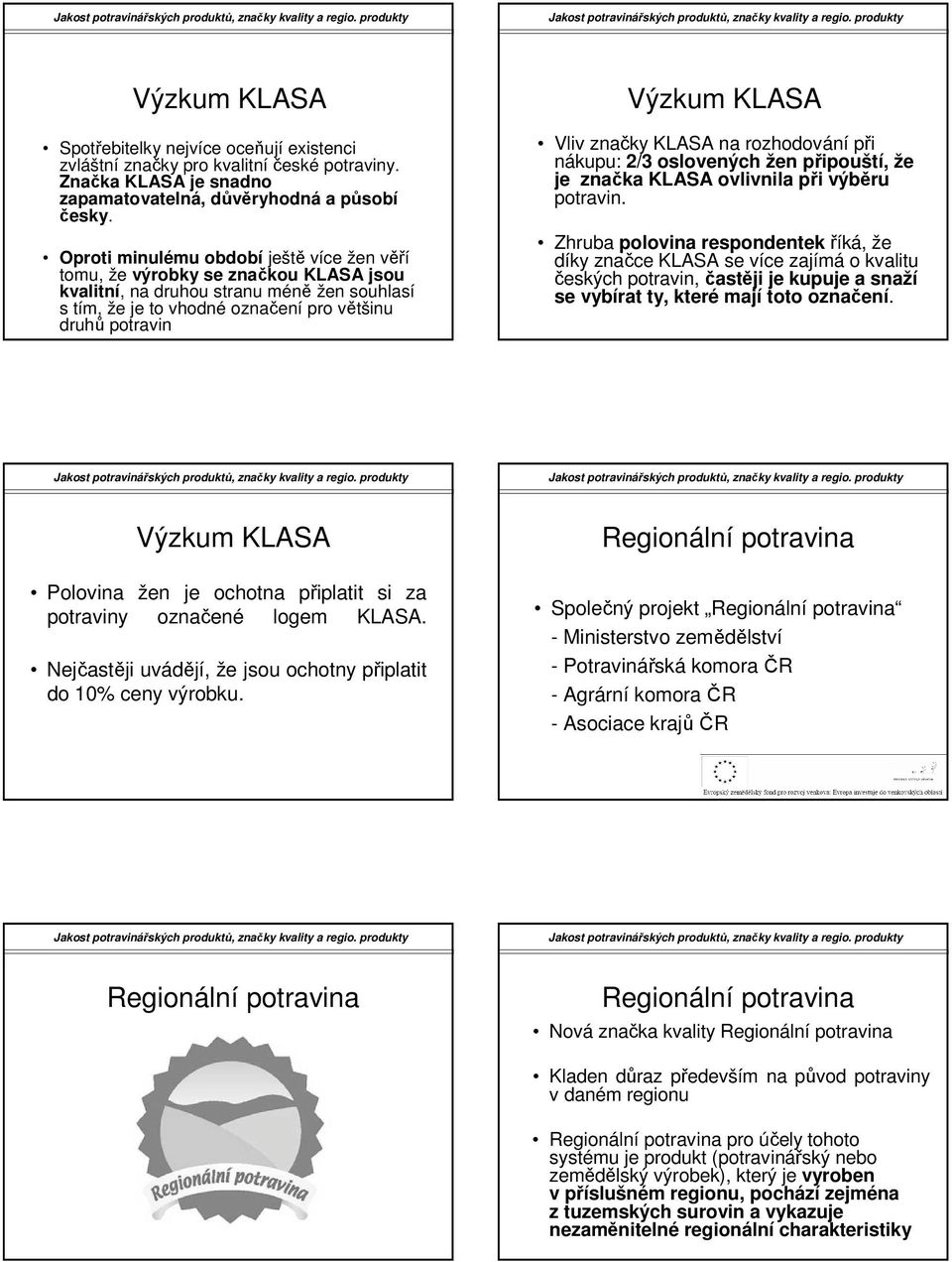 Vliv značky KLASA na rozhodování při nákupu: 2/3 oslovených žen připouští, že je značka KLASA ovlivnila při výběru potravin.