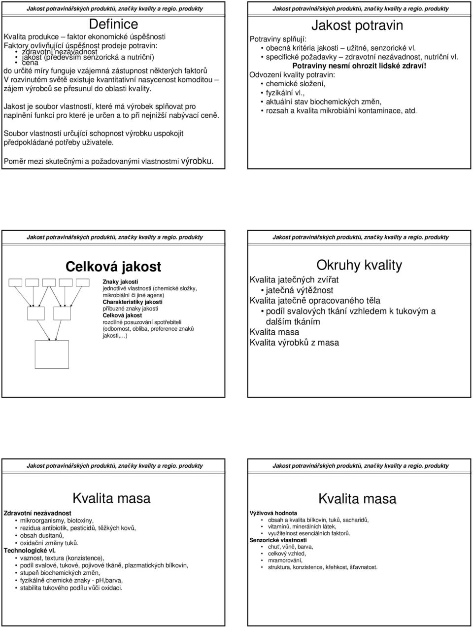 Jakost je soubor vlastností, které má výrobek splňovat pro naplnění funkcí pro které je určen a to při nejnižší nabývací ceně.