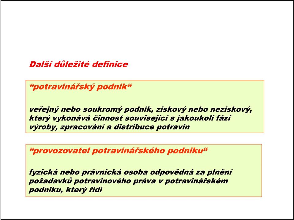 zpracování a distribuce potravin provozovatel potravinářského podniku fyzická nebo