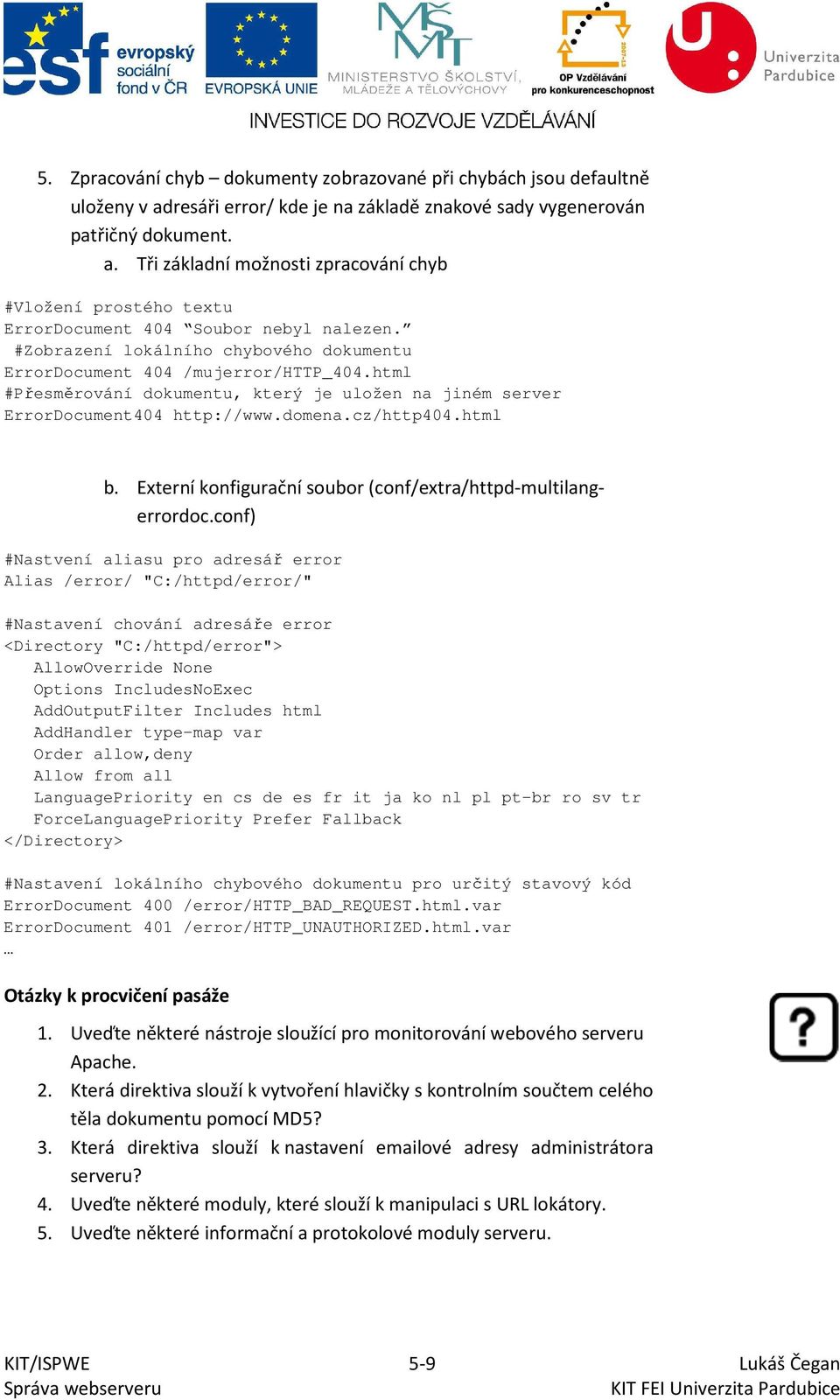 Externí konfigurační soubor (conf/extra/httpd-multilangerrordoc.