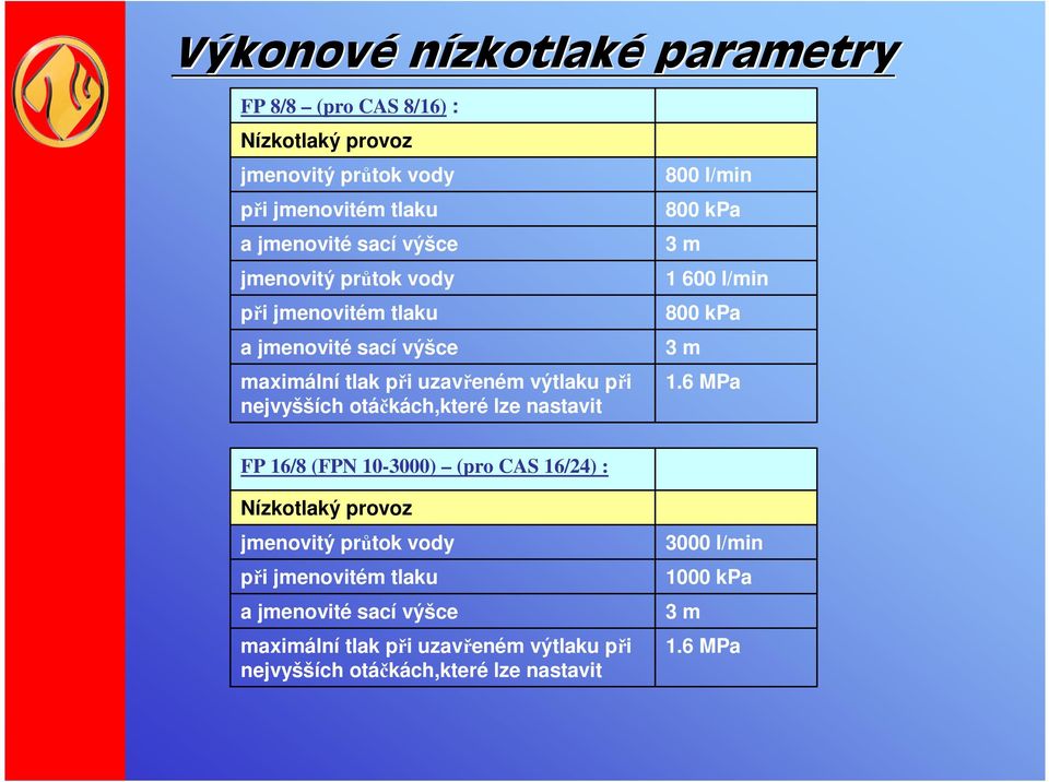 nastavit 800 l/min 800 kpa 3 m 1 600 l/min 800 kpa 3 m 1.