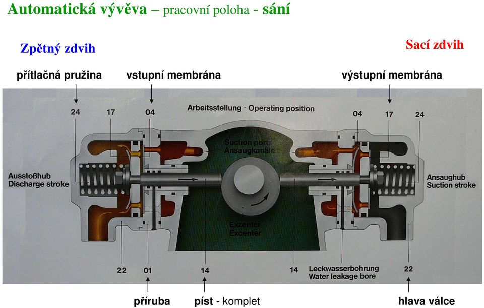 vstupní membrána Sací zdvih výstupní