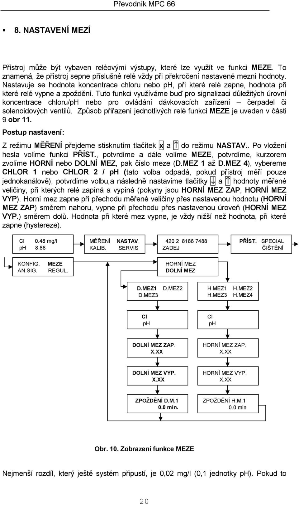 Tuto funkci využíváme buď pro signalizaci důležitých úrovní koncentrace chloru/ph nebo pro ovládání dávkovacích zařízení čerpadel či solenoidových ventilů.