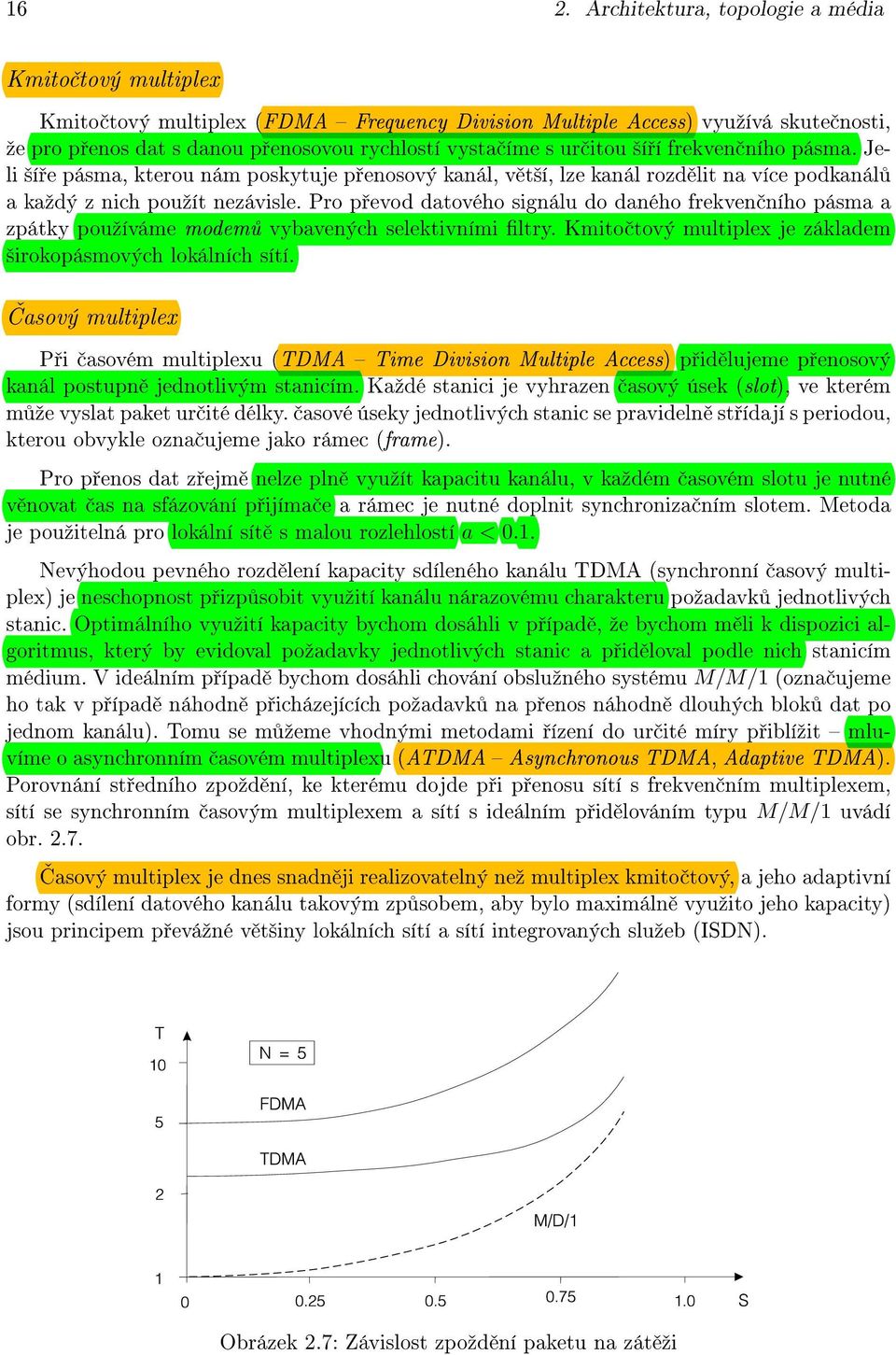 Pro p evod datového signálu do daného frekven ního pásma a zpátky pouºíváme modem vybavených selektivními ltry. Kmito tový multiplex je základem ²irokopásmových lokálních sítí.