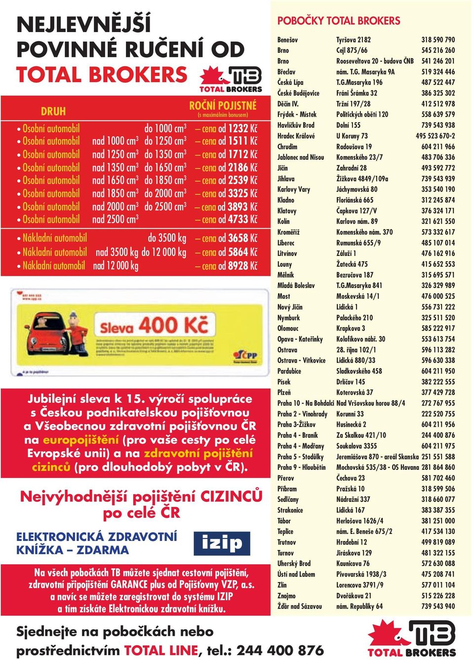 cm 3 do 2000 cm 3 cena od 3325 Kč Osobní automobil nad 2000 cm 3 do 2500 cm 3 cena od 3893 Kč Osobní automobil nad 2500 cm 3 cena od 4733 Kč Nákladní automobil do 3500 kg cena od 3658 Kč Nákladní