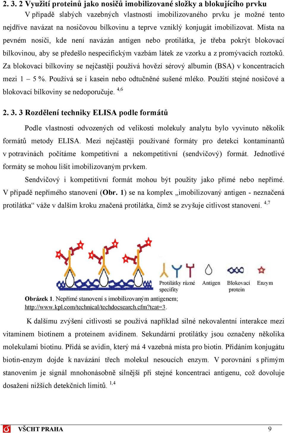 Místa na pevném nosiči, kde není navázán antigen nebo protilátka, je třeba pokrýt blokovací bílkovinou, aby se předešlo nespecifickým vazbám látek ze vzorku a z promývacích roztoků.