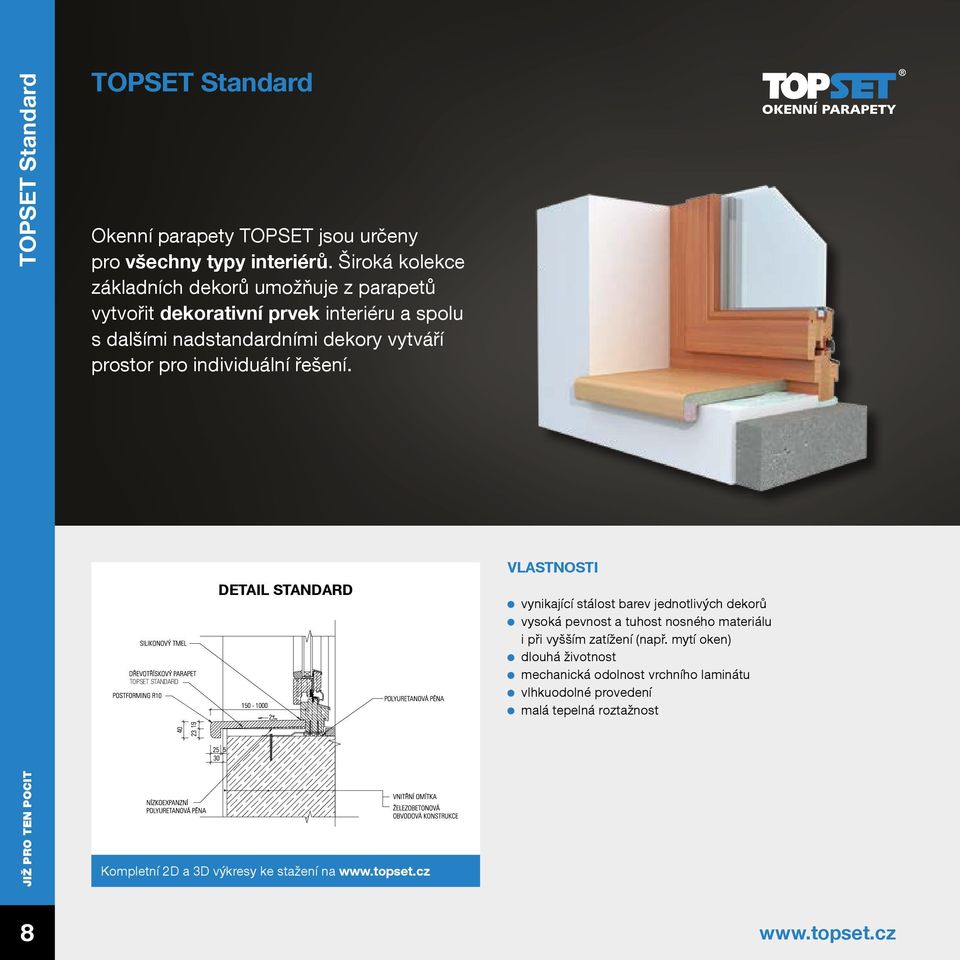 individuální řešení. TOPSET STANDARD Detail Standard Kompletní 2D a 3D výkresy ke stažení na www.topset.