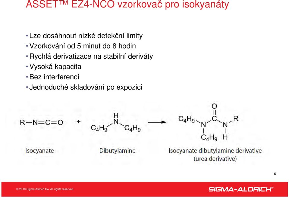 Rychlá derivatizace na stabilní deriváty Vysoká