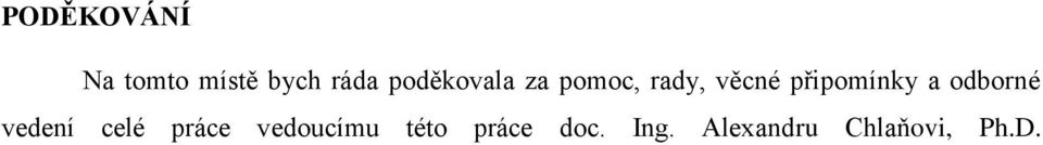 připomínky a odborné vedení celé práce