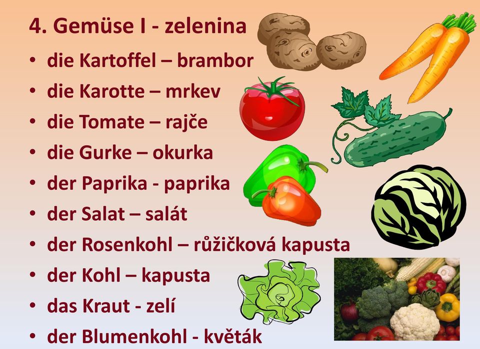 Paprika - paprika der Salat salát der Rosenkohl