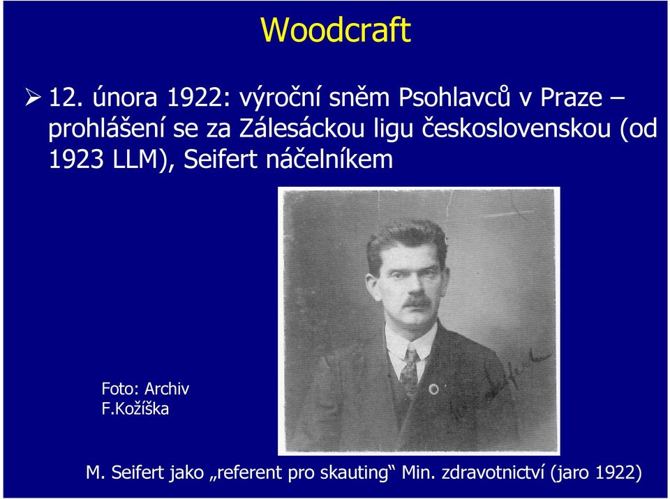 za Zálesáckou ligu československou (od 1923 LLM), Seifert