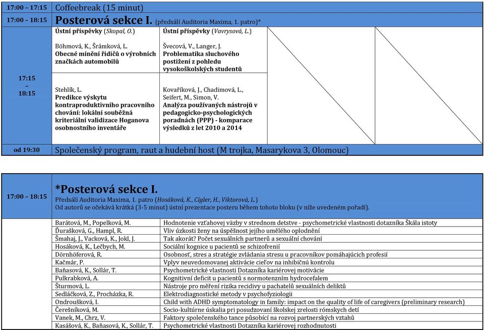 Predikce výskytu kontraproduktivního pracovního chování: lokální souběžná kriteriální validizace Hoganova osobnostního inventáře Švecová, V., Langer, J.