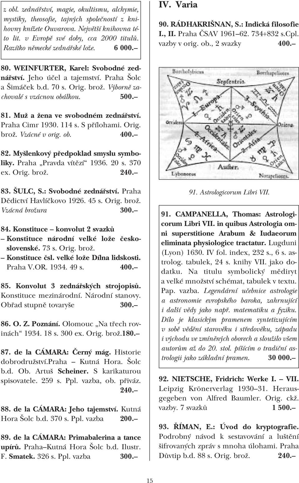 WEINFURTER, Karel: Svobodné zed nářství. Jeho účel a tajemství. Praha Šolc a Šimáček b.d. 70 s. Orig. brož. Výborně za chovalé s vzácnou obálkou. 500. 81. Muž a žena ve svobodném zednářství.