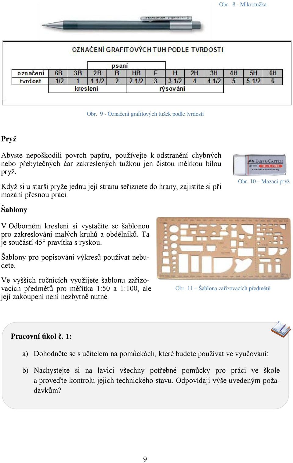 Když si u starší pryže jednu její stranu seříznete do hrany, zajistíte si při mazání přesnou práci. Obr.