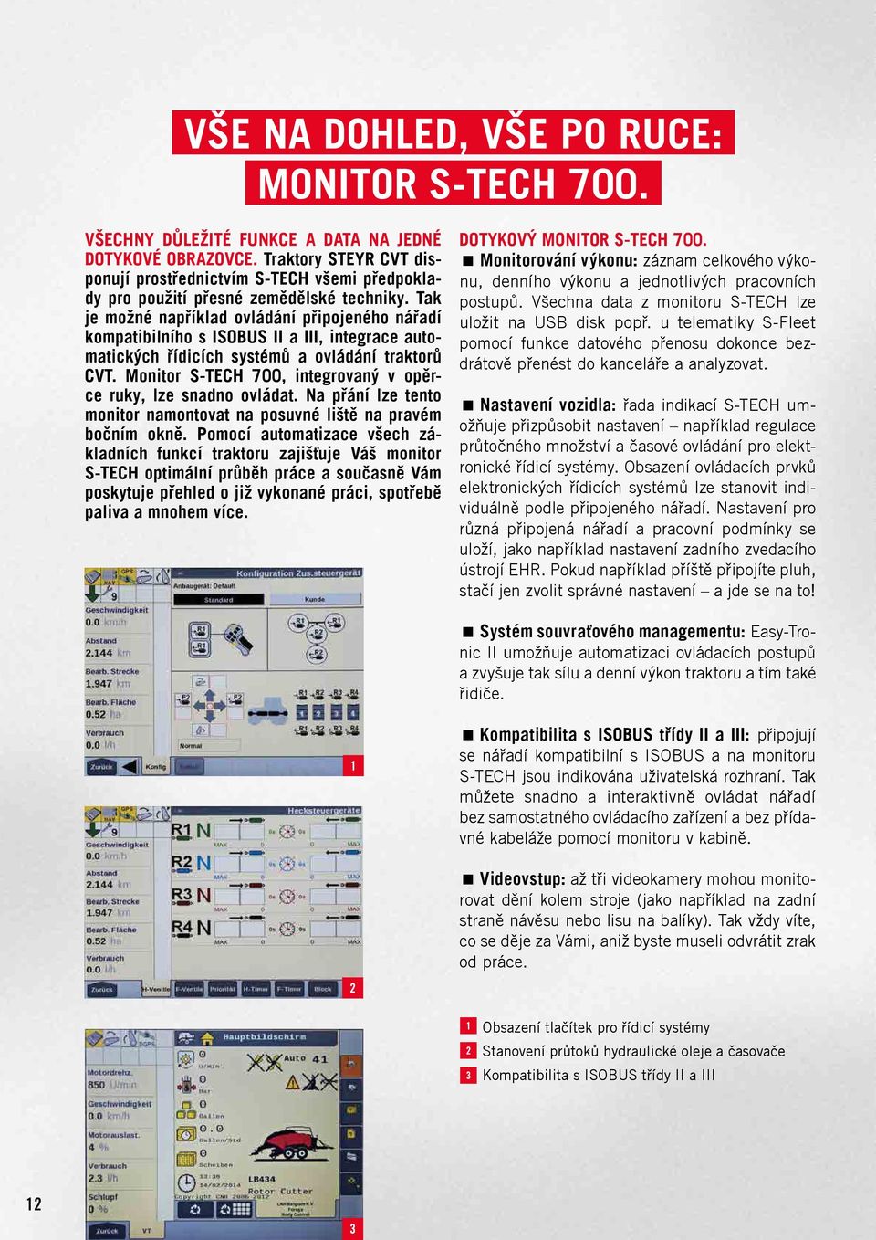 Tak je možné například ovládání připojeného nářadí kompatibilního s ISOBUS II a III, integrace automatických řídicích systémů a ovládání traktorů CVT.