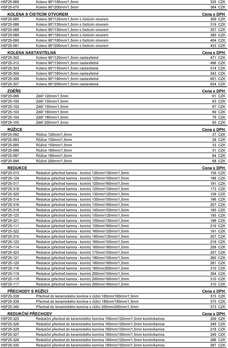 otvorem KOLENA NASTAVITELNÁ HSF25-302 Koleno 90*/120mm/1,5mm nastavitelné HSF25-312 Koleno 90*/130mm/1,5mm nastavitelné HSF25-303 Koleno 90*/150mm/1,5mm nastavitelné HSF25-304 Koleno 90*/160mm/1,5mm