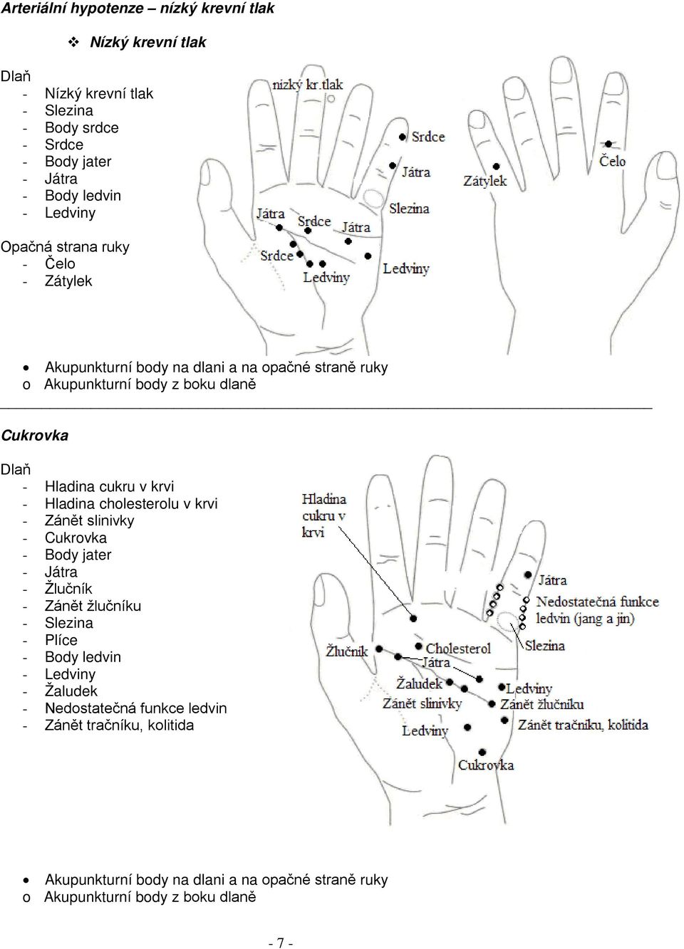 Hladina cholesterolu v krvi - Zánět slinivky - Cukrovka - Body jater - Žlučník - Zánět žlučníku