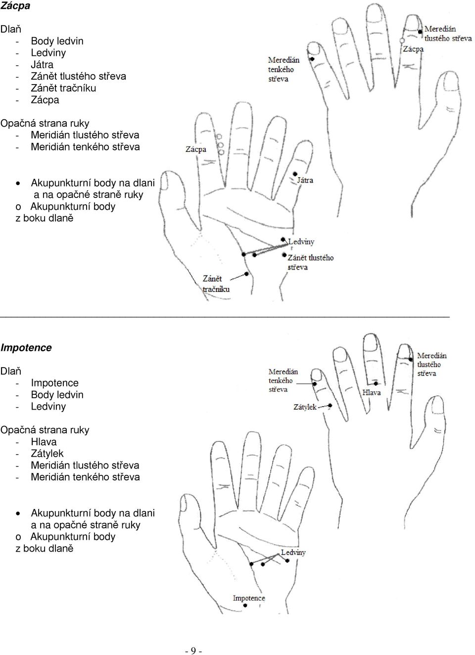 boku dlaně Impotence - Impotence - Body ledvin - Hlava - Zátylek -  boku