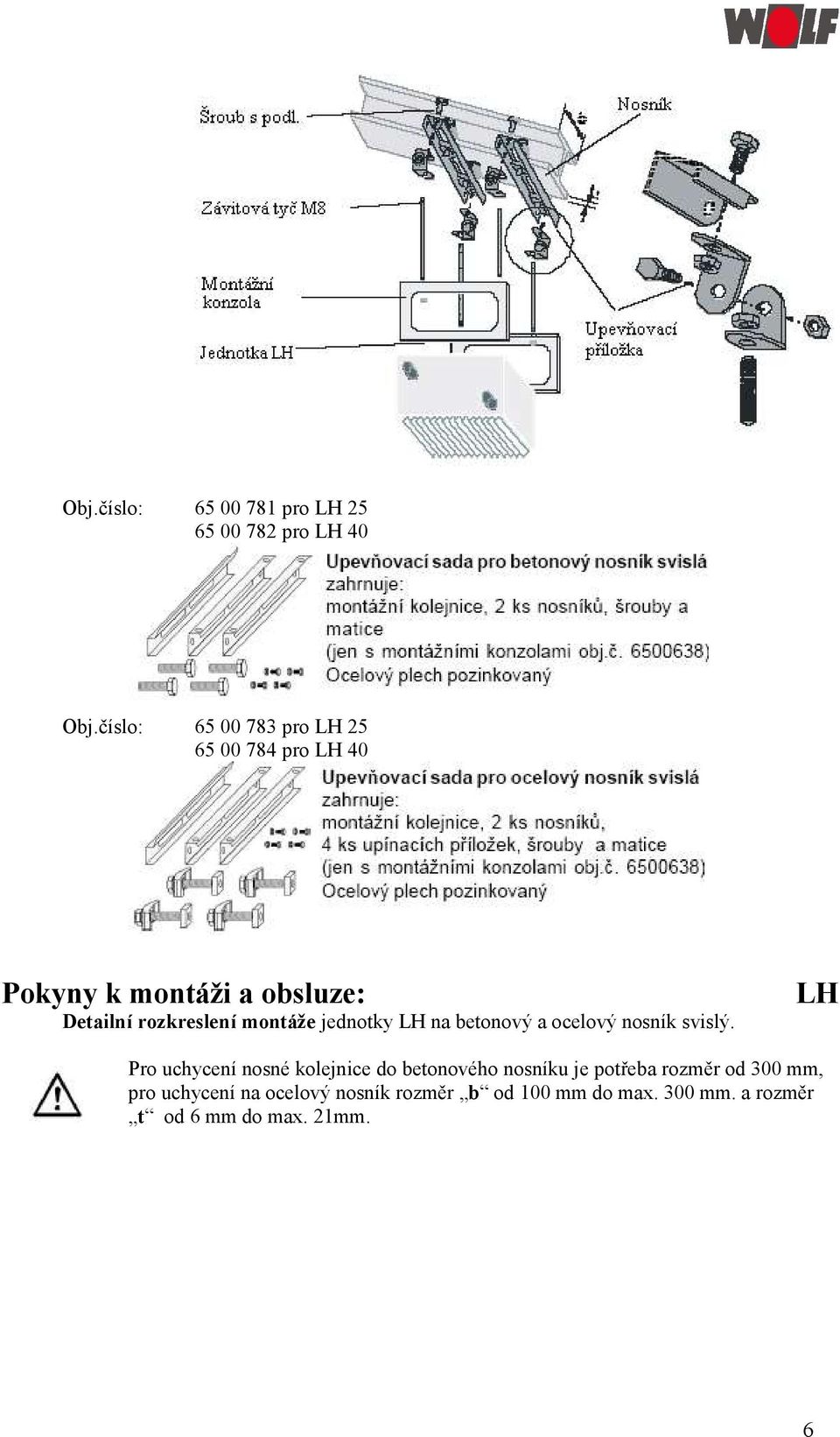 montáže jednotky na betonový a ocelový nosník svislý.