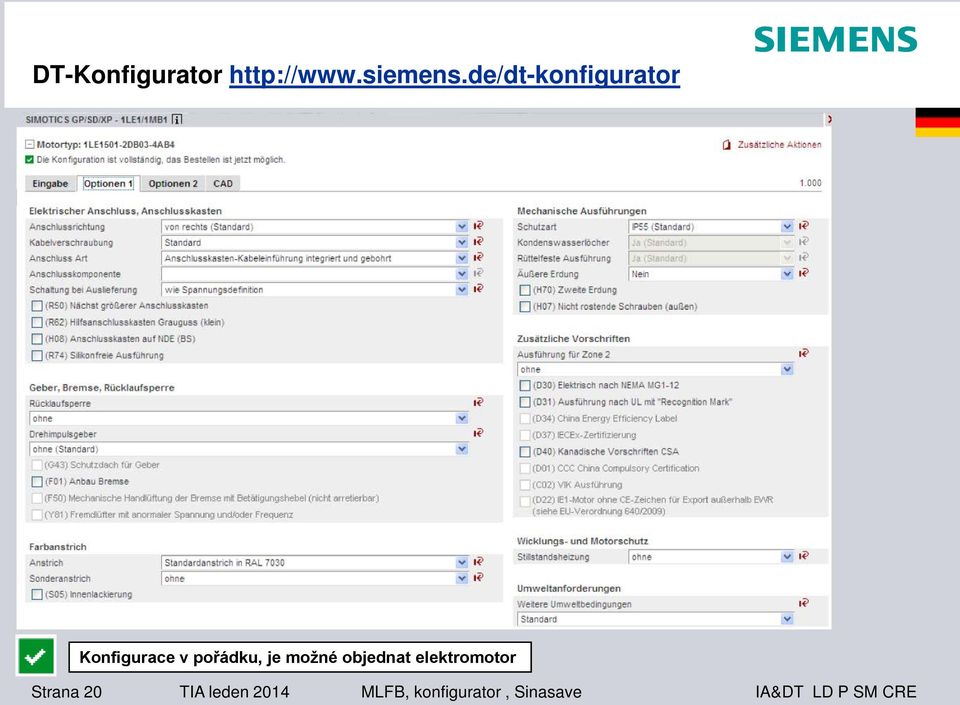 pořádku, je možné objednat elektromotor