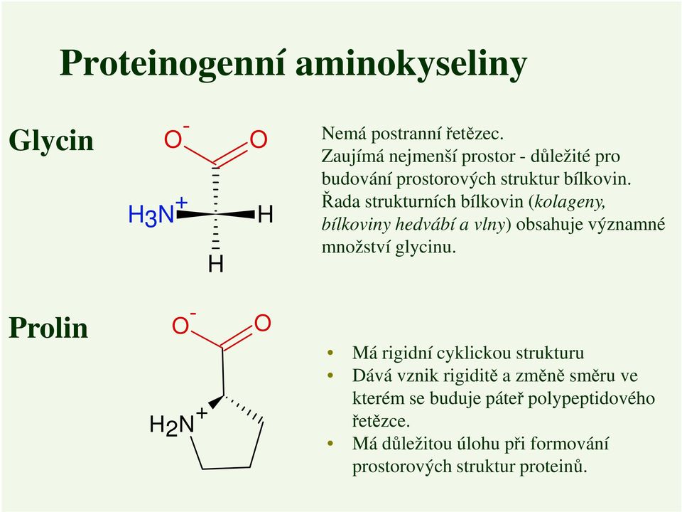 Řada strukturních bílkovin (kolageny, bílkoviny hedvábí a vlny) obsahuje významné množství glycinu.