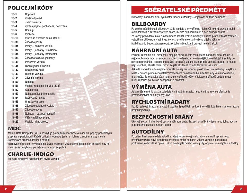 řidič 10-43 Hledané vozidlo 10-44 Závodící vozidla 11-50 Nehoda 11-51 Vozidlo způsobilo kolizi a ujíždí 11-52 Autonehoda 11-53 Nehoda nákladního tahače 11-54 Rozsypaný náklad 11-55 Ohrožený provoz