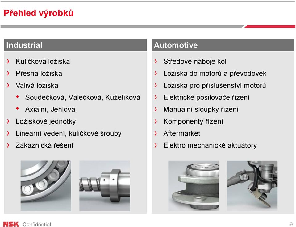 Automotive Středové náboje kol Ložiska do motorů a převodovek Ložiska pro příslušenství motorů