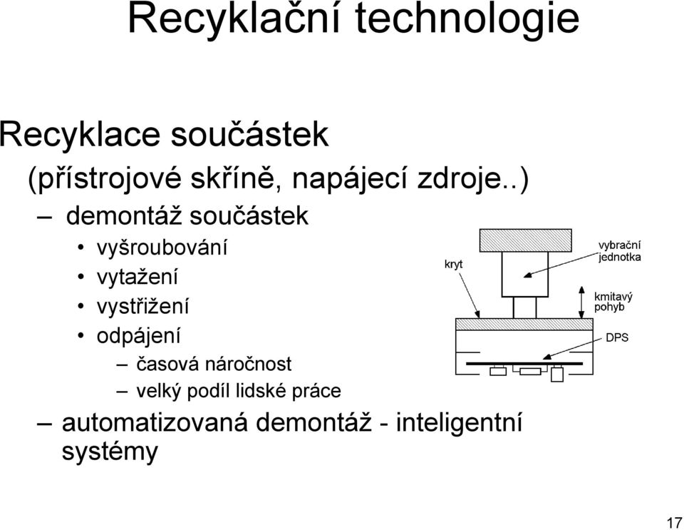 .) demontáž součástek vyšroubování vytažení vystřižení