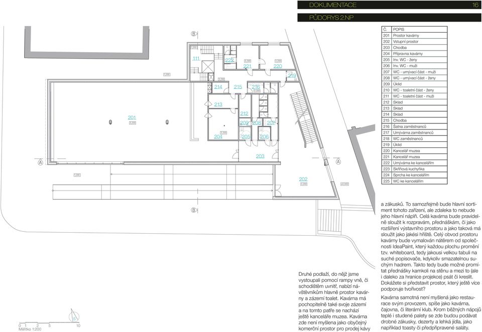 WC - muži 207 WC - umývací část - muži 208 WC - umývací část - ženy 209 Úklid 210 WC - toaletní část - ženy 211 WC - toaletní část - muži 212 Sklad 213 Sklad 214 Sklad 215 Chodba 216 Šatna