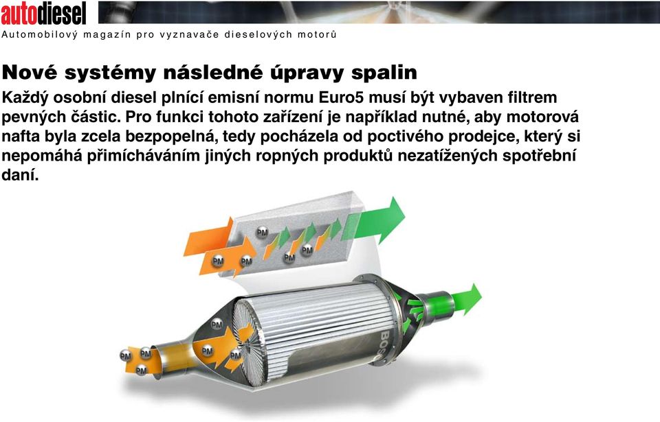 Pro funkci tohoto zařízení je například nutné, aby motorová nafta byla zcela