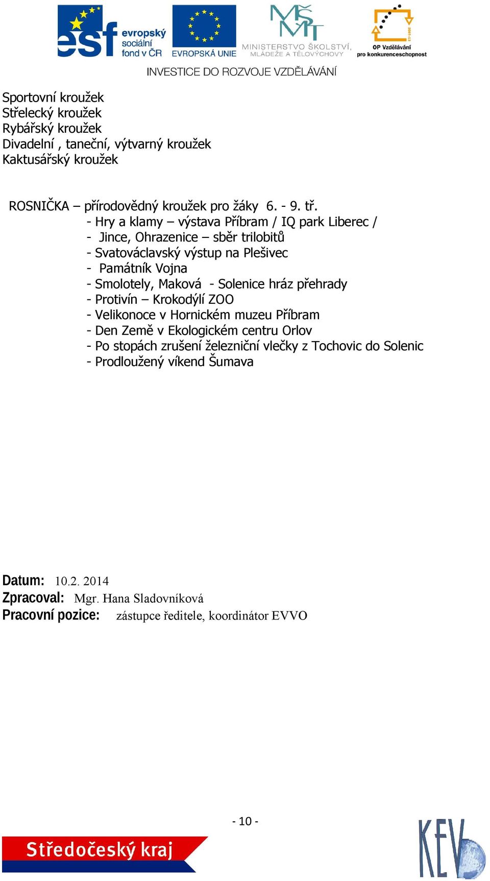 Solenice hráz přehrady - Protivín Krokodýlí ZOO - Velikonoce v Hornickém muzeu Příbram - Den Země v Ekologickém centru Orlov - Po stopách zrušení železniční